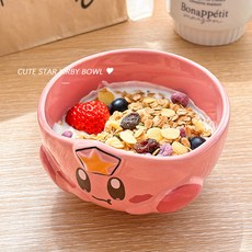 2025新款可愛陶瓷碗勺套裝，高顏值學生宿舍適用優格燕麥碗, 星卡比優格碗【六英寸】, 1個