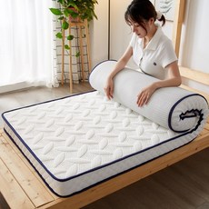 싱글 바닥 토퍼 수면 침대 매트 접이식 자취 손님용, 150X190CM, 화이트 약 8cm 쿠셔닝 접이식