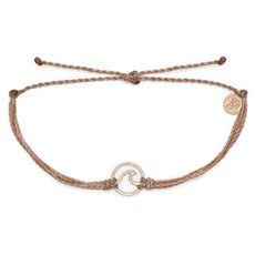 Pura Vida 美國手工 WAVE波浪墜飾可調式手鍊, WAVE玫瑰金/可可色, 1個