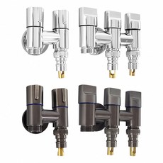 蝴蝶衛浴【一進二出/三出 角閥】自動止水閥門.防脫落.陶瓷芯.雙圓把/三把手.進水開關.外牙.分水器.洗衣機長栓, 1個, 一進三出(槍灰色)