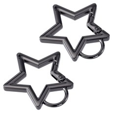 Isslly 별 카라비너 2개 아연 합금 튼튼한 별 모양 키체인 클립 캠핑 하이킹 낚시용 카라비너 클립 - 블랙, Isslly 별 카라비너 2개, 아연 합금 튼튼한 별