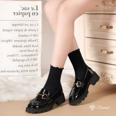 디아망 룬 발편한 여성 4.5cm 키높이 통굽 금장 로퍼