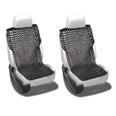 Zento Deals 천연 로열 우드 비즈 시트 커버 마사지 쿨 프리미엄, 블랙 비즈 시트 커버 - 2팩