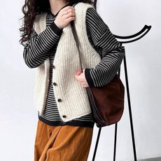 2025가을 겨울 루즈핏 슬림핏 레이어드 조끼 디자인 감각 카디건 상의 회색 V 여성용 칼라 니트 조끼