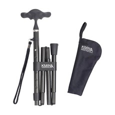 크미나 카본 프로 300g 4단 휴대용 접이식 초경량 노인지팡이 인체공학 손잡이 선택형, 1개, 블랙 인체공학형