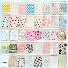 예쁜 디자인 opp 접착 봉투 포카 포장지 10종, 50매, 혼합(10종5매씩)