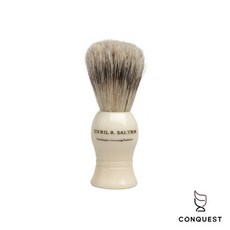 【CONQUEST】英國 Cyril R Salter 仿象牙白手工刮鬍刷 鬍刷 鬍泡刷 Shaving Brush, 1個, 1