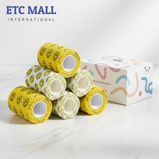 이티씨몰 자가점착 밴드 7.5cm 압박붕대 패턴 스마일 2종 스마일 옐로우 스마일 화이트 5+1, 6개