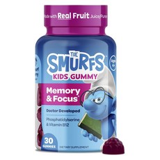 THE SMURFS 藍色小精靈 孩童磷脂絲胺酸&維他命B12軟糖 莓果口味, 1罐, 30顆