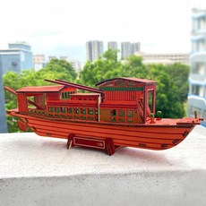 다이캐스트 배 여객선 유람선 모형 미니어처 수집 보드 완구 레드 보트 나무 목재 조립 DIY 교육 요트 Nanhu 모델, 14=, 1개