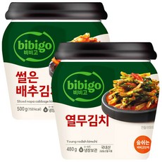 CJ 비비고 김치 용기 2종 (썰은배추김치500g+열무김치480g), 1세트, 980g