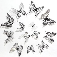 나비 벽 스티커 홈 룸 인테리어 장식 웨딩 파티 벽장식품, 2. Black