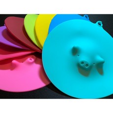 柚子戶外 小豬矽膠杯蓋 食品級無毒環保碗蓋 創意游泳豬保鮮蓋 直徑13cm 多色可選, 1個, 酒紅