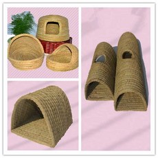 토끼굴 토끼집 하우스 토끼 뚫기 기니피그은신처 사육 특대형 굴레를 가정용 층추출 하고, 짚으로 엮다, 슬리퍼 스몰 사이즈, 1개