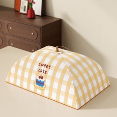 冬季保溫菜罩 家用防塵餐桌罩 加厚可摺疊遮塵飯菜罩 廚房蓋菜罩, 1個, 冰藍櫻桃,圓形中號70cm【三層鎖溫+加粗鋼架】