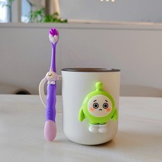 食品級PP兒童牙刷牙杯洗漱套裝刷牙杯防摔牙缸趣味卡通可愛漱口杯, 1個, 350ml:蛋蛋牙杯套裝【白色】