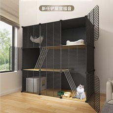 貓籠子 貓咪貓屋 寵物籠子 超大型四層貓籠 貓咪家用室內貓砂盆自由組裝, 1個, 3層『147*49*109』（加深款）,精裝（基礎+貓窩+貓吊床）