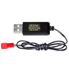 올칩 6V JST USB 충전기 과충전 과전압 보호 장난감 전자기기 RC카 드론 보트 호환 충전 케이블 리튬 배터리용, 1개, (JST) 6v USB충전기(블랙)
