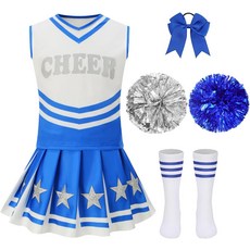 HAPNBCELE 5PCS 소녀 치어리더 코스튬과 폼 할로윈 파티 스포츠 테마 코스튬