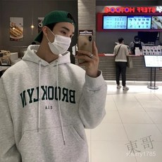 限時下殺 韓國製 正韓 刺繡 BROOKLYN 布魯剋林 城市 地名 秋冬 帽T 重磅刷毛 寬鬆 連帽高街外套 QOW