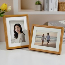 래미고 원목 나무 사진 액자 웨딩 포토 테이블 프레임, 1개, 베이지