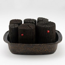 가꾸지오 공기정화 국내산 참숯 3kg와 사각수반, 브라운