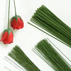 다스몰 꽃철사 지철사 꽃다발 철사 공예, 100개, 초록-26호(40cm)