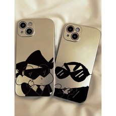 귀여운 아이폰 커플 우정 실버 실리콘 젤리케이스 12 13 14 15 16 프로 맥스 미니