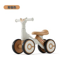 DIU 兒童平衡車無腳踏1-3歲寶寶滑行車小孩滑步車嬰兒學步溜溜車四輪, 1個, 青咖色+音樂燈光+靜音耐磨輪