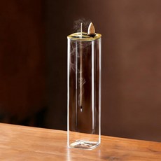 Ceremony 향 홀더 유리 애쉬 캐처가 있는 스틱용 나무 방지 버너 20개의 스틱 명상 요가 스파 룸 장식용 브러시 포함 269524, 투인원 스퀘어