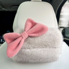 車載蝴蝶結皮草紙巾盒袋掛式抽紙盒車內收納儲物, 銀漸層【蝴蝶結】, 1個