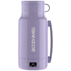 휴대용 커피포트 보온보냉 전기포트 컵겸용 뚜껑 7단계 온도조절 터치 제어 실시온도 미끄럼 방지 디스플레이 텀블러1L, 퍼플