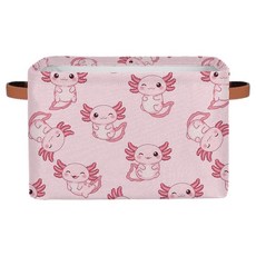 Ackutea Axolotl 보관 바구니 - 귀여운 대형 접이식 직사각형 선반 옷장 정리함 통 어린이 장난감 옷 책 욕실 아기방 장식 선물