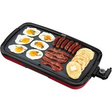 대시 디럭스 에브리데이 그리들 - 분리형 플레이트가 있는 전기 눌러붙지 않고 세척이 간편한 표면 및 미끄럼 방지 받침대 레시피 북 포함 아쿠아 색상, Red