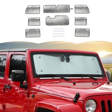 지프 랭글러 JL 2도어 2018-2024용 윈드실드 햇빛 가리개 열 차폐 창문 선바이저 매트 6개, JKU 4도어