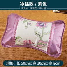 涼感枕頭套裝：竹/藤/冰絲/茶葉多款夏季涼枕，成人兒童通用, 冰絲款-紫色