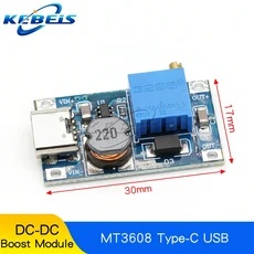 DC-DC 조절식 부스트 모듈 부스트 플레이트 스텝 업 모듈 마이크로 USB 2V-24V 5V 9V 12V 28V MT3608 2A, MT3608 Type-C USB, 2PCS