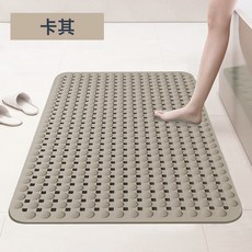 DIU 浴室防滑墊環保材質PVC洗澡衛生間腳墊防摔按摩吸盤防滑瀝水腳墊, 卡其:36*69cm, 1個