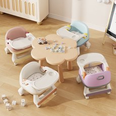 寶寶椅 叫叫椅 多功能凳子 便攜餐椅 學習餐椅 可旋轉 寶寶喫飯桌餐椅 多功能座椅 可拆卸餐盤 兒童二閤一飯桌椅, 埃莉粉【發聲軟墊】,升級HDPE材質丨環保無異味