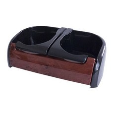 YSA 雙口平面飲料架，嬰兒推車雙杯架，穩固防灑，解放雙手, 1個, 胡桃木色