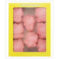 KT貓卡通餅乾模具家用DIY翻糖烘焙工具3D立體按壓曲奇塑料壓模, 1個, KT貓全身8件套(優惠套裝)