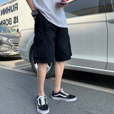 남성 여름 캐주얼 5부 조거 밴딩 포켓 반바지