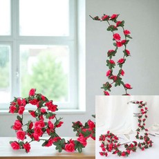 정원 장미 조화 넝쿨 2개 세트 레드 담쟁이 담쟁이식물 인조담쟁이넝쿨 담쟁이분재