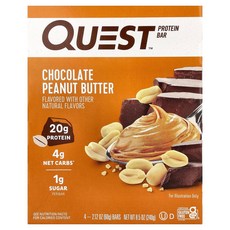Quest Nutrition 프로틴바 초콜릿 땅콩 버터 바 4개 각 60g(2.12온스), 60g
