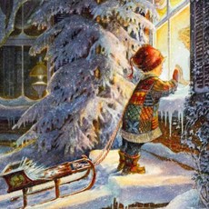 자수와 페인트 겨울 크리스마스 페인팅 스퀘어 라운드 그림 라인 장식, 1개