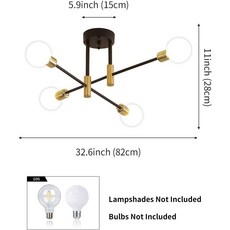 DROPSHIP 현대 스푸트니크 조명 북유럽 닦았 골동품 샹들리에 장식 마운트 골드 천장 조명기구 세미 플러시