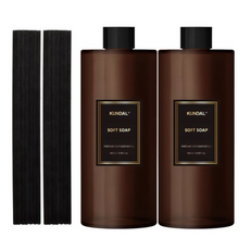 쿤달 퍼퓸 디퓨저 리필 2개+섬유스틱 14개입, SOFT SOAP, 500ml, 1개