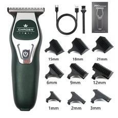 CHAOER A97 전문 남성용 헤어 트리머 기계 미니 무선 클리퍼 0 mm 면도 USB 커팅 머신, 03 Green1-21mm-Box