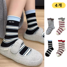 글로윅 여성 패션 중목 양말 4컬레세트