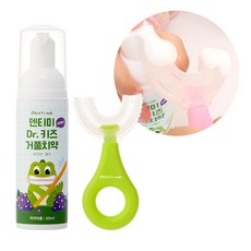 덴티미 키즈 거품치약 불소 + 전용 U자형 유핏 칫솔, 1세트, 1개입, 치약+칫솔(연두)